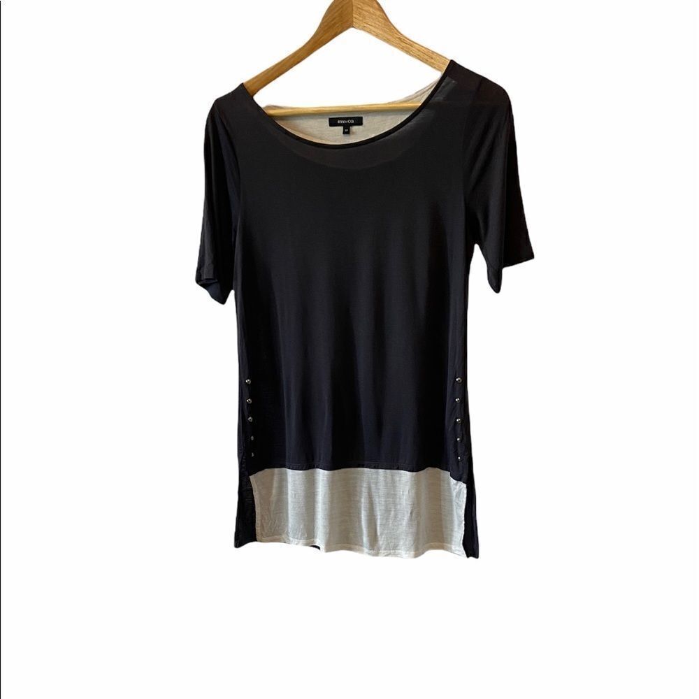 RW&CO Light Grey Button Detail Long Fit Loose Top